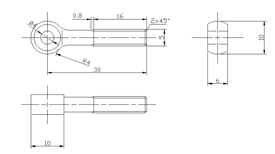 CAD机械制图活节螺栓绘制教程