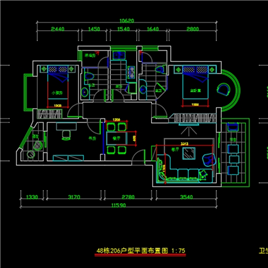 CAD图纸-现代风格样板房家装CAD施工图+效果图