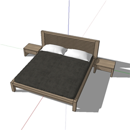 室内草图大师SU床头柜，床组合模型
