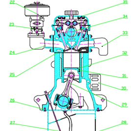 CAD柴油机装配图纸