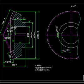 1个CAD圆锥齿轮机械零件图纸