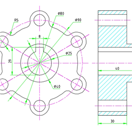 法兰盘-2张CAD机械零件图纸