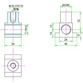 方块螺母CAD机械零件图纸
