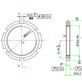 CAD圆螺母零件图纸