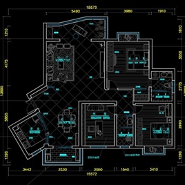 CAD图纸-现代三室两厅家装CAD施工图