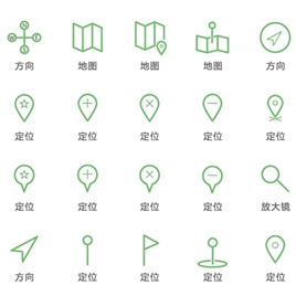绿色线性定位导航图标矢量UI素材icon