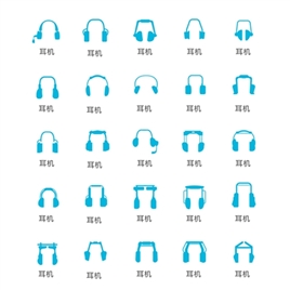 单色蓝色耳机图标矢量UI素材