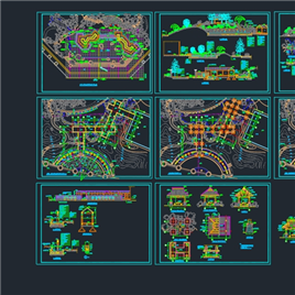 CAD图纸-工业区入口广场廊亭施工图