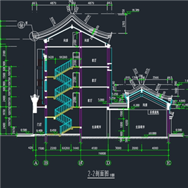 CAD图纸-四层古建筑民居建筑施工图