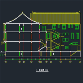 CAD图纸-仿古清式三层公建建筑施工图