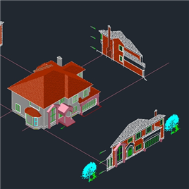 CAD图纸-二层别墅房屋全三维设计图