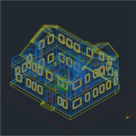 二层小户型别墅CAD三维模型图