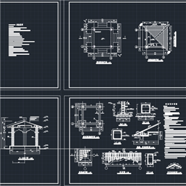 CAD图纸-现代四角亭设计施工图