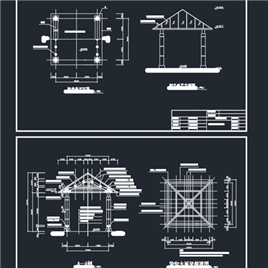 CAD图纸-现代亭施工详图