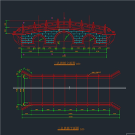 CAD图纸-三孔拱桥施工图