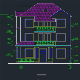 CAD图纸-3层别墅建筑施工图
