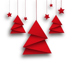 矢量红色折纸圣诞树和星星