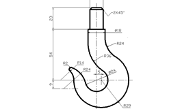CAD圆角画吊钩实例教程