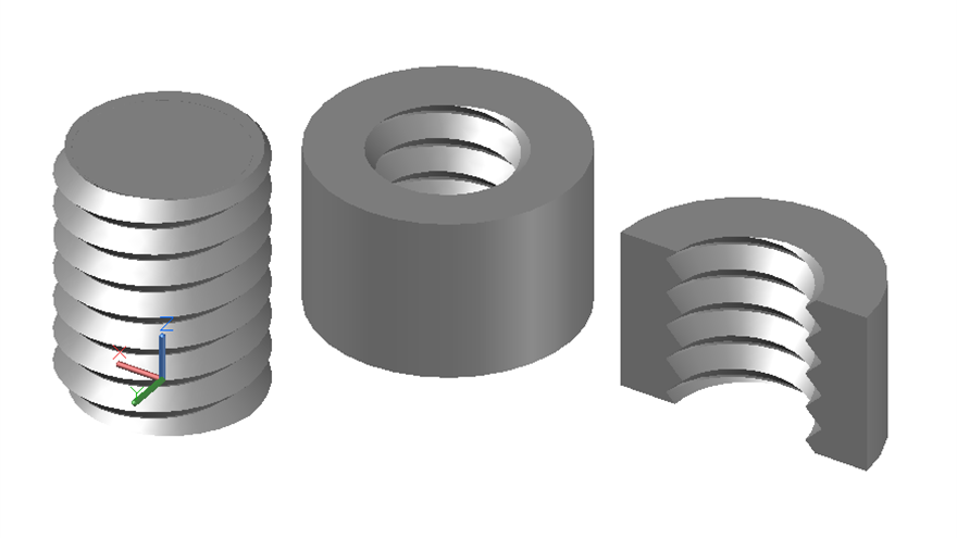 CAD螺旋，螺纹，三维建模技法