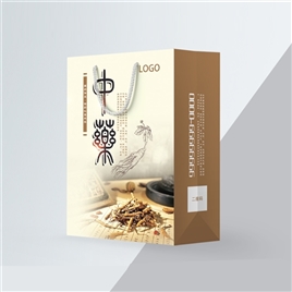 简约黄色背景中药精美手提袋psd模板