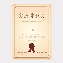 突出贡献奖荣誉证书