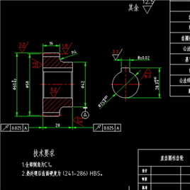 1个CAD直齿圆柱齿轮机械零件图纸