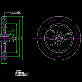 1张CAD轮形飞轮机械零件图纸