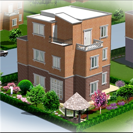 CAD图纸+别墅庭院绿化效果图