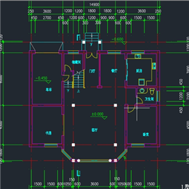 一套CAD创业农庄L型别墅建筑图