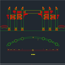 CAD图纸-古建牌坊入口设计图