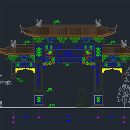 CAD图纸-古牌坊设计图