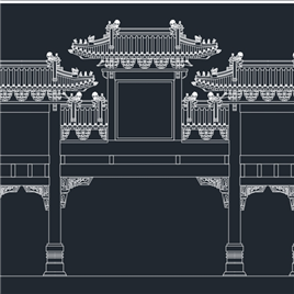 CAD图纸-四柱五楼牌坊