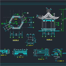 CAD图纸-六角亭设计图