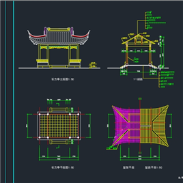 CAD图纸-四角亭设计图