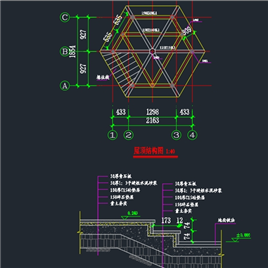CAD图纸-六角亭设计图