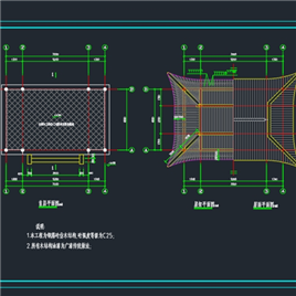 CAD图纸-仿古四方亭建筑图