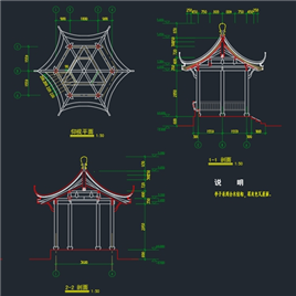 CAD图纸-精美古艺术亭设计