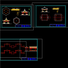 CAD图纸-凉亭设计+效果图