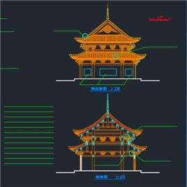 CAD图纸-寺庙古建筑设计方案图