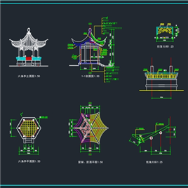 CAD图纸-六角套亭全套施工图2