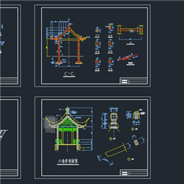 CAD图纸-六角亭与廊设计图