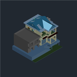 CAD图纸-二层农村房屋三维立面模型图