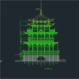 CAD图纸-云峰烟水阁平立面建筑图