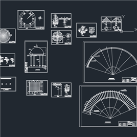 CAD图纸-伞亭平立面及结构图