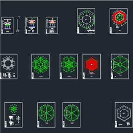 CAD图纸-双层六角亭