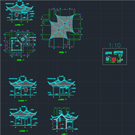 CAD图纸-双亭设计以及大样图