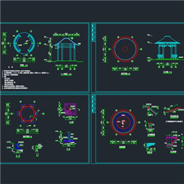 CAD图纸-现代亭施工图