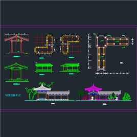 CAD图纸-驿廊平立剖面图