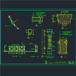 CAD图纸-影墙及柱廊结构详图