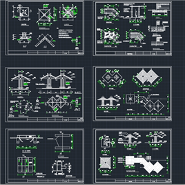 CAD图纸-整套景观施工图花架廊详图